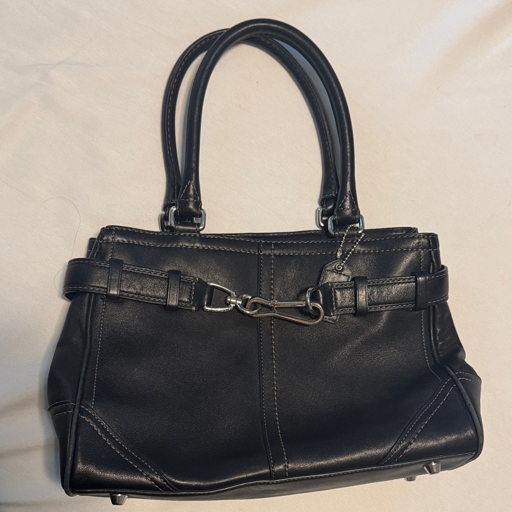 Vintage Coach Black Leather Handbag